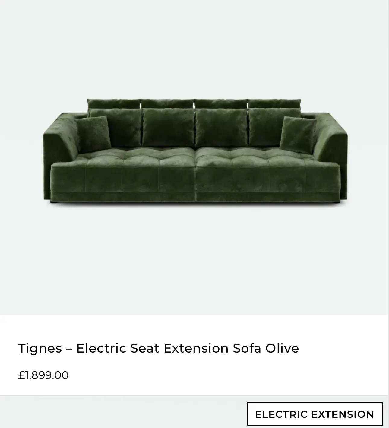 Tignes – Electric Seat Extension Sofa Olive