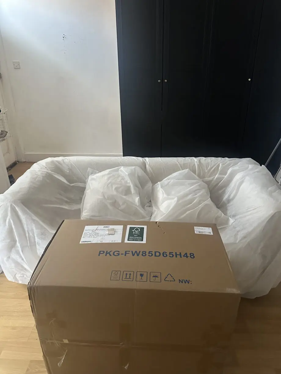 *BRAND NEW - SEE OTHER PHOTOS * SOFOLOGY NUVOLE 2 Seater Sofa in Casual Chenille Ivory and Matching Footstool