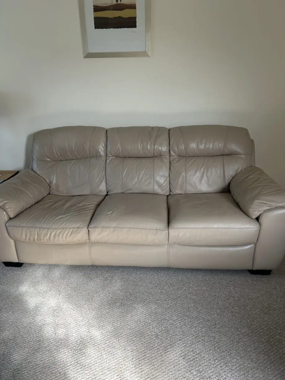 Mink leather 3 seater & 2 arm chairs