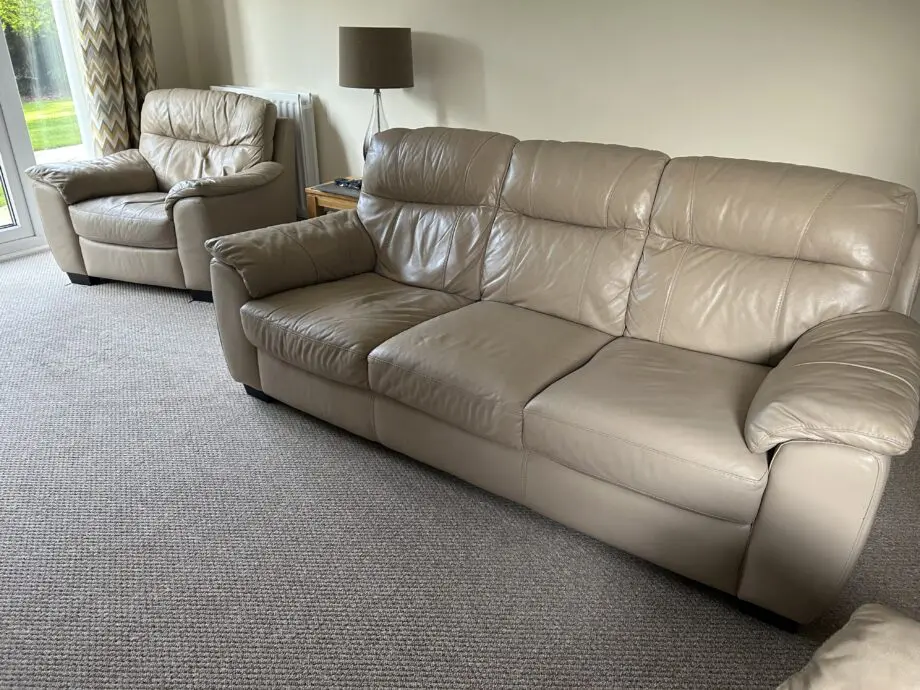 Mink leather 3 seater & 2 arm chairs