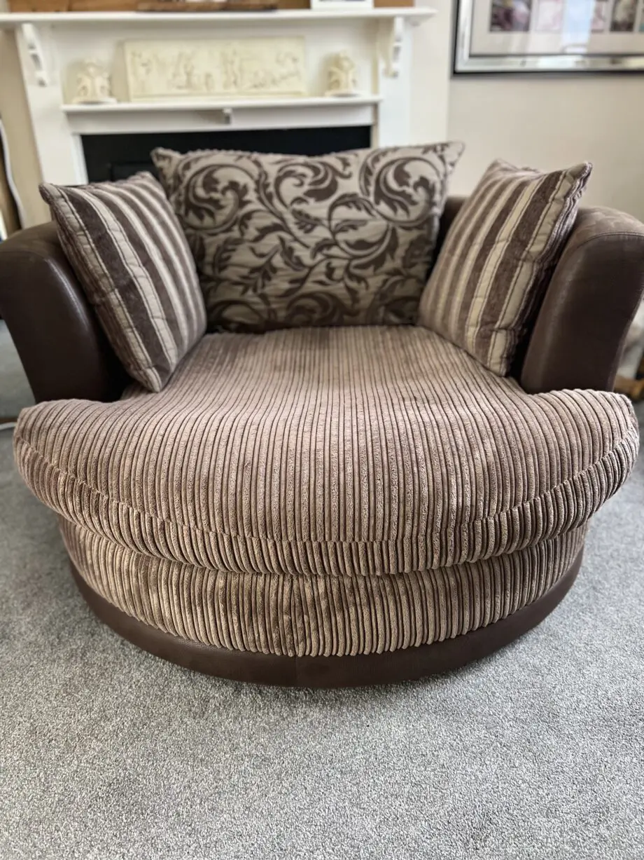 DFS Brown Swivel Cuddle Chair