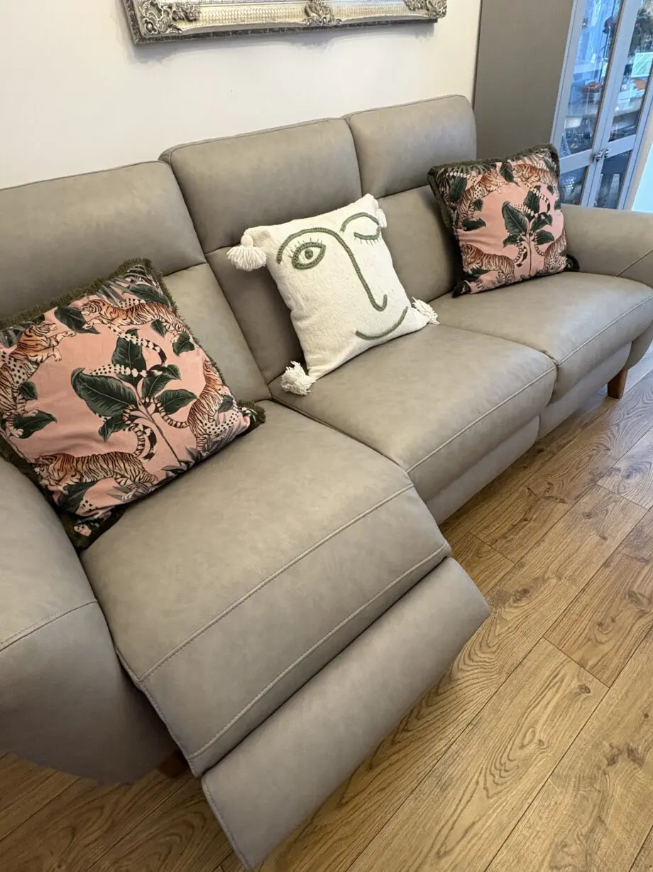 Oak furniture land recliner sofa as new condition