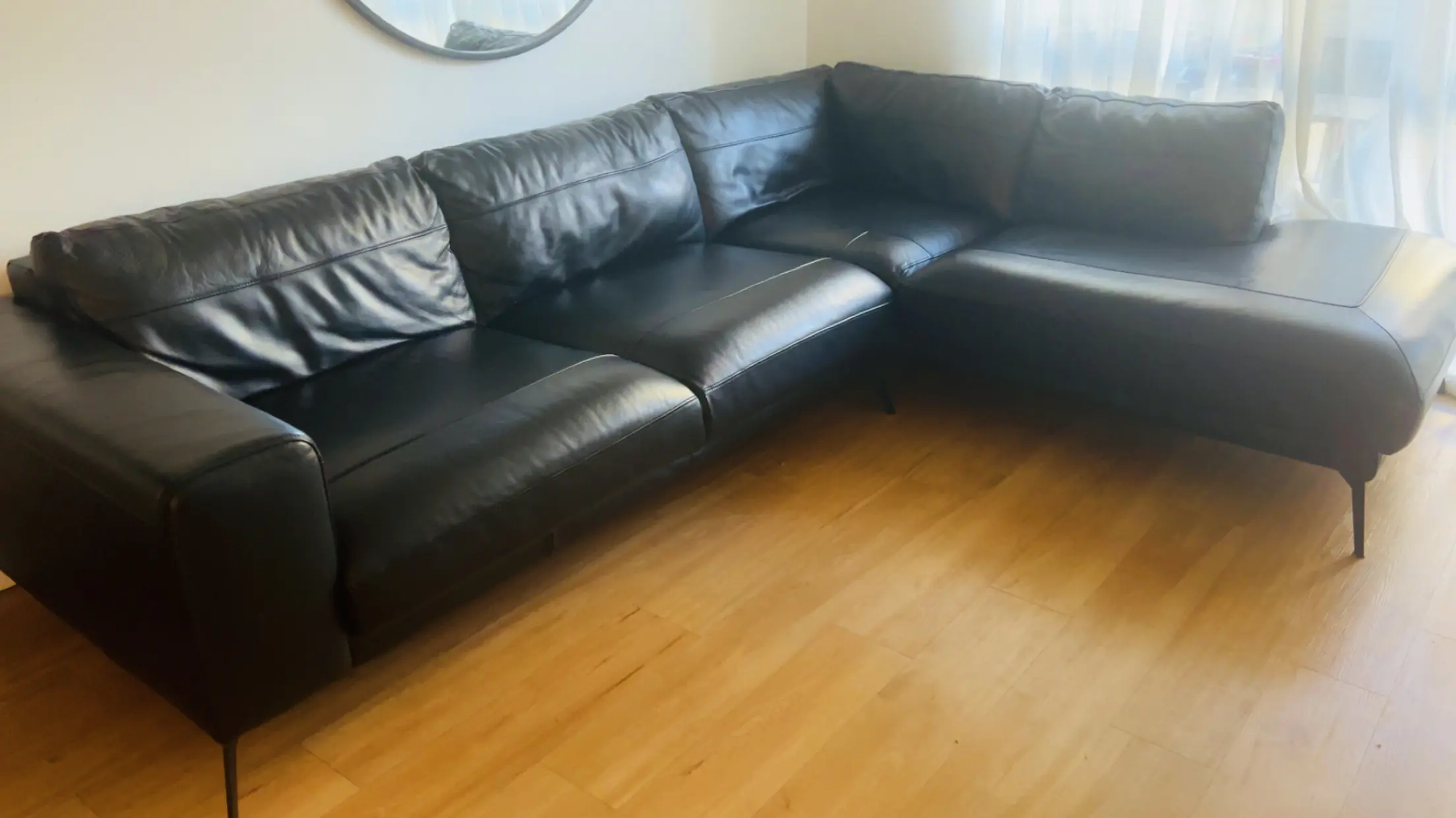Nuela Leather Left Hand Facing Arm Open End Corner Sofa