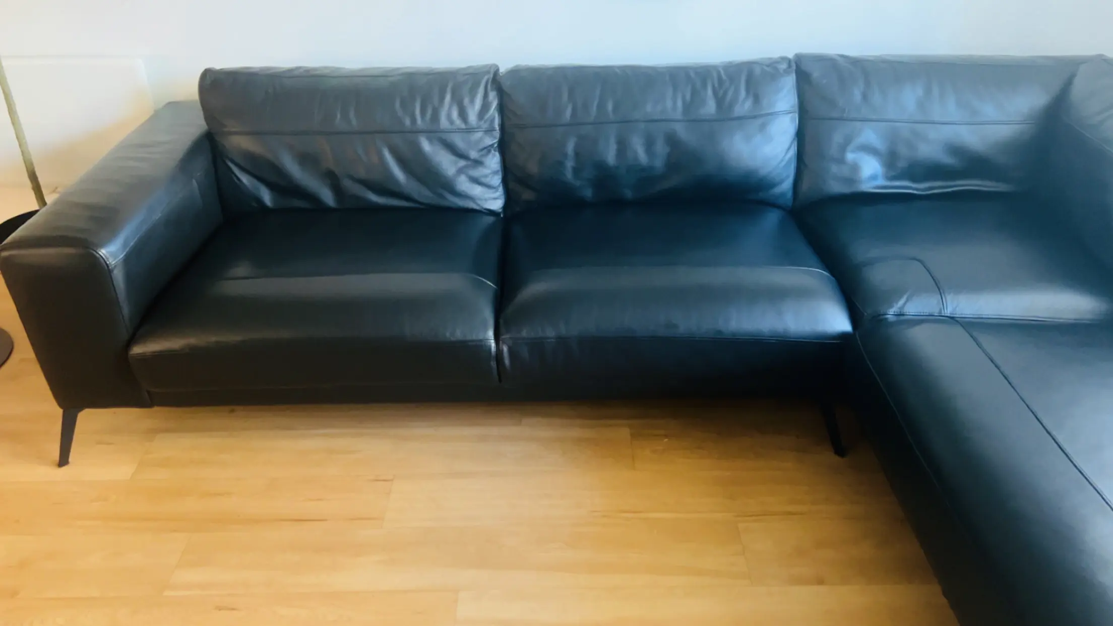 Nuela Leather Left Hand Facing Arm Open End Corner Sofa