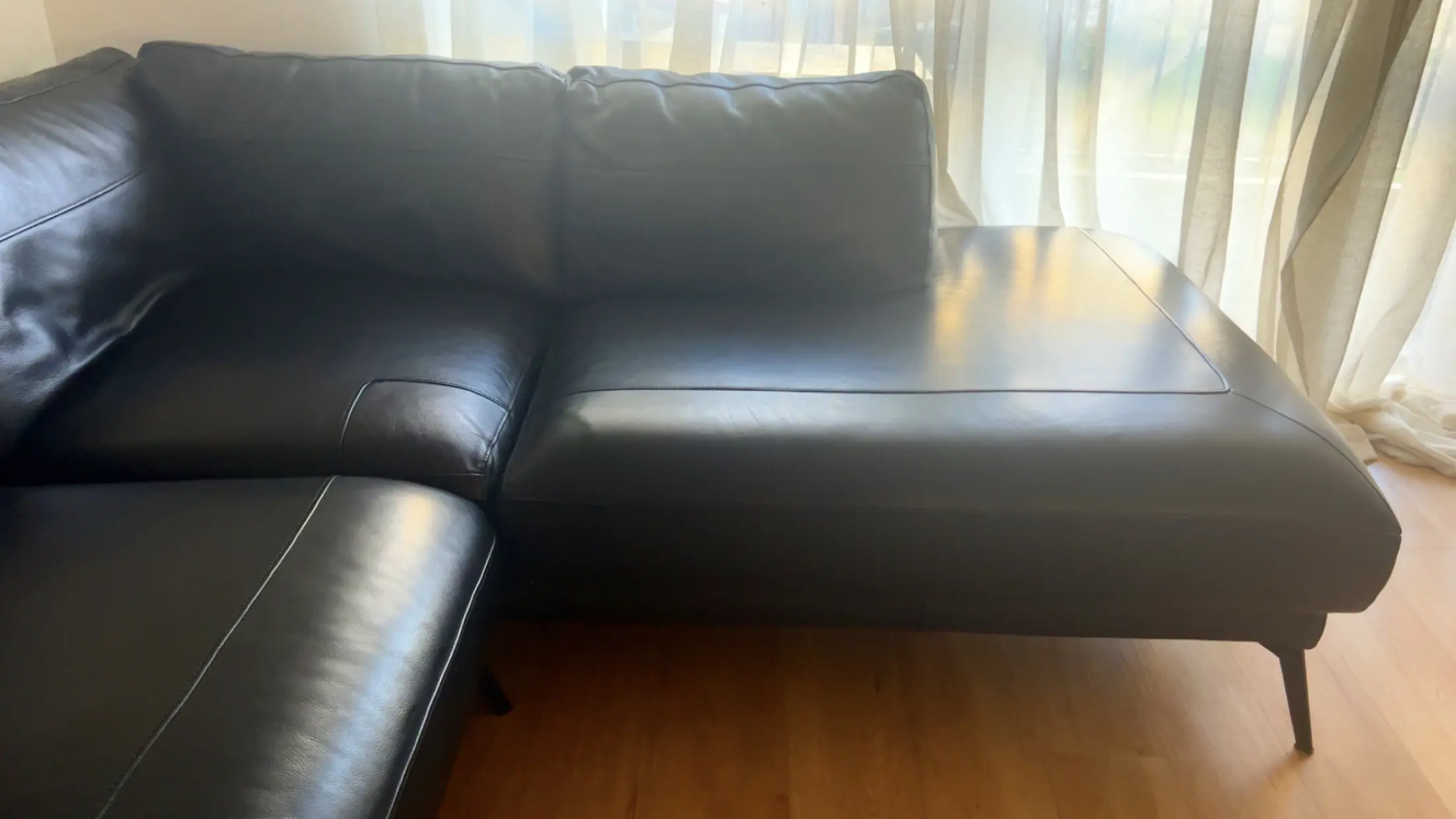 Nuela Leather Left Hand Facing Arm Open End Corner Sofa