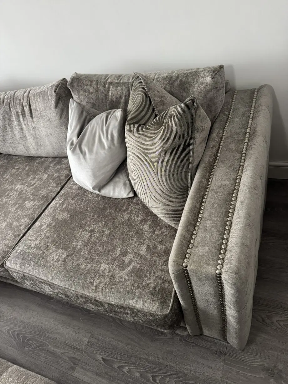 Sofology Midas Grey Mix 2 Seater/Corner/2 Seater sofa with cushions & footstool