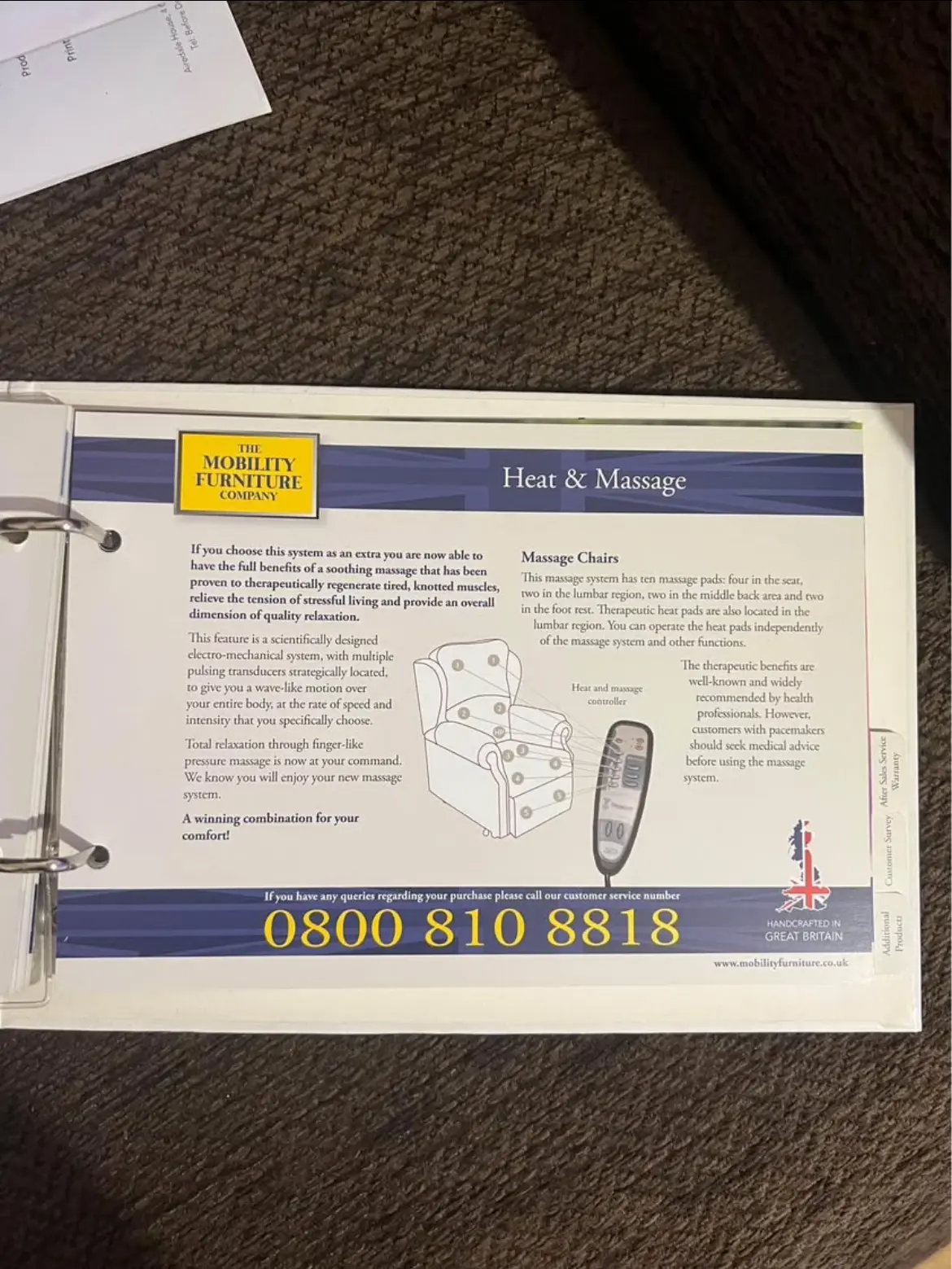 Brown electric heat and massage arm chair with lifting assist