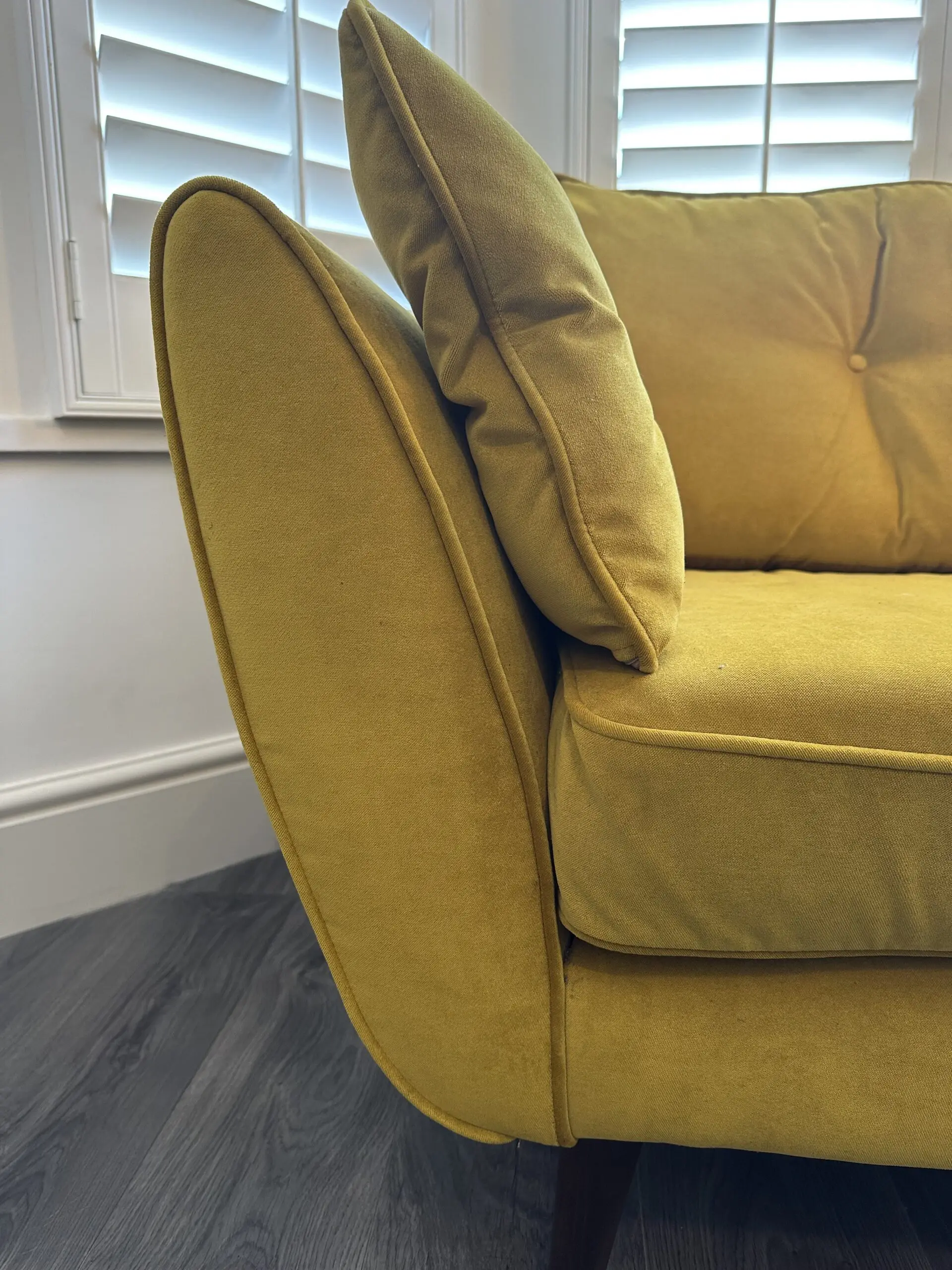DFS French Connection zinc yellow cuddler sofa