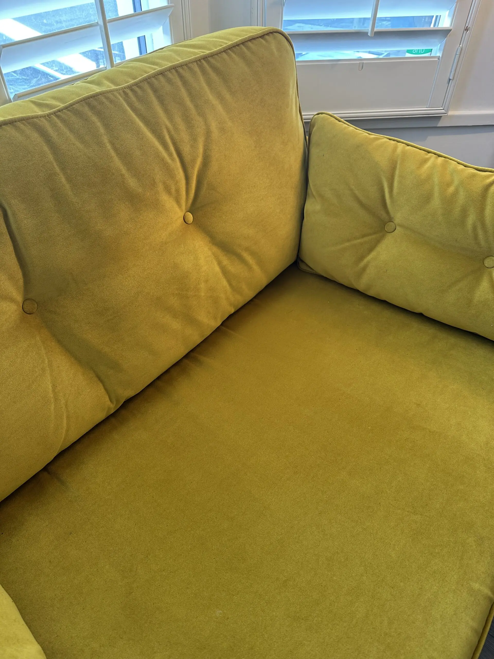 DFS French Connection zinc yellow cuddler sofa