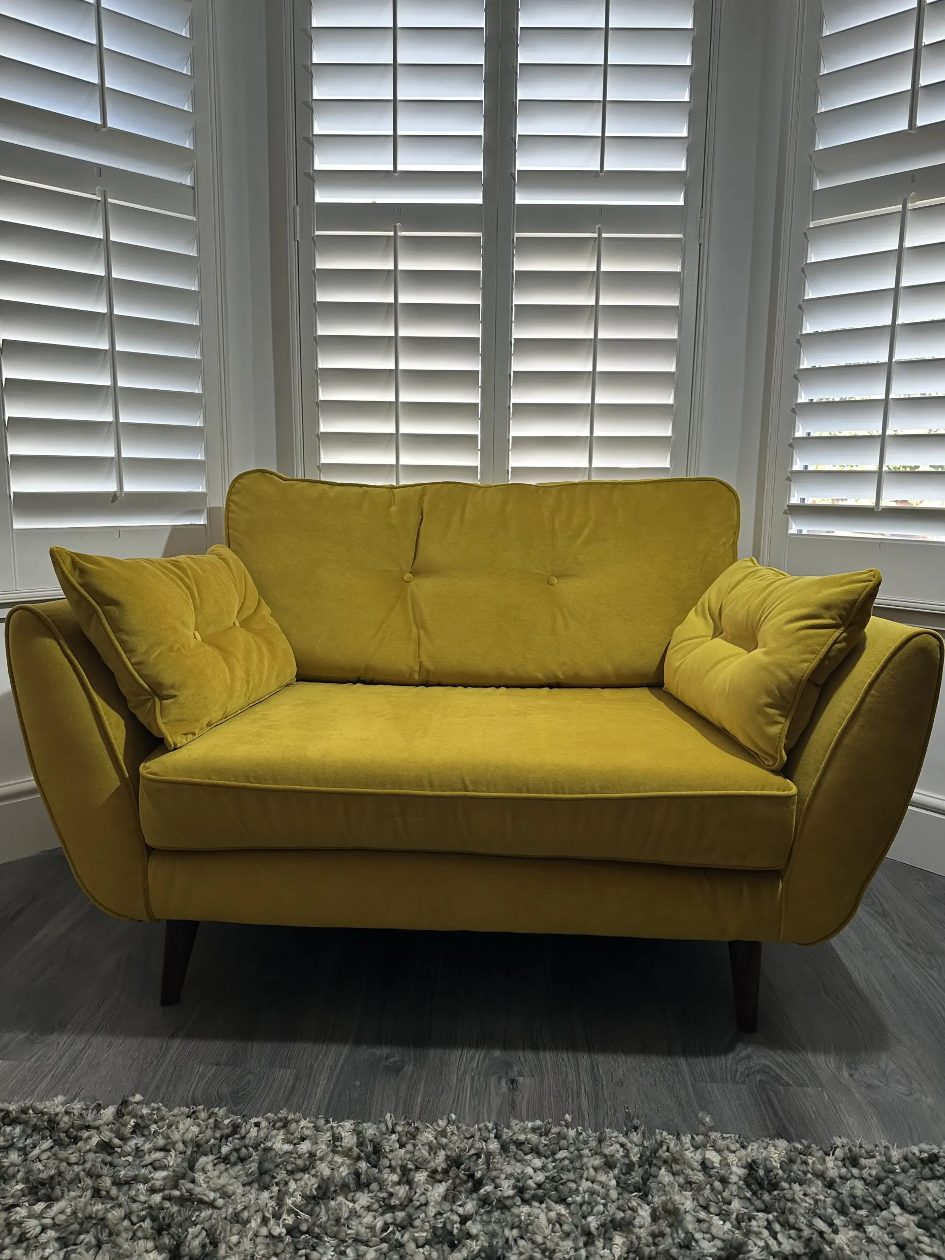 DFS French Connection zinc yellow cuddler sofa