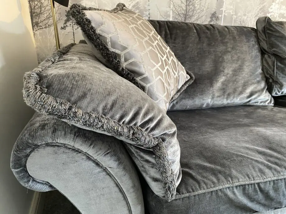 Duresta grey sofa and snuggle chair