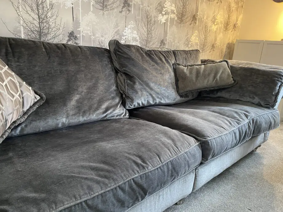 Duresta grey sofa and snuggle chair