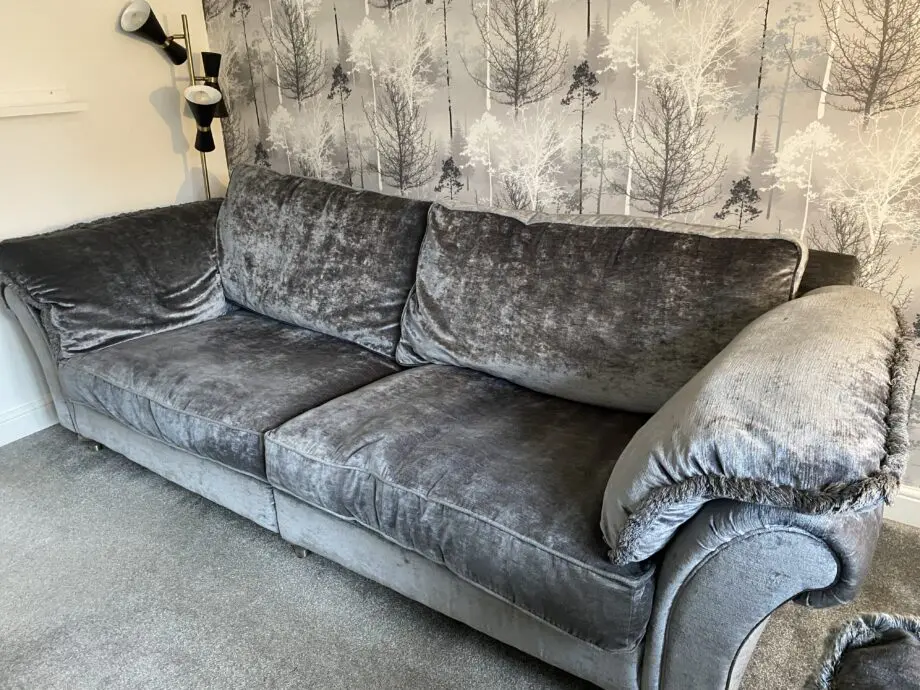 Duresta grey sofa and snuggle chair