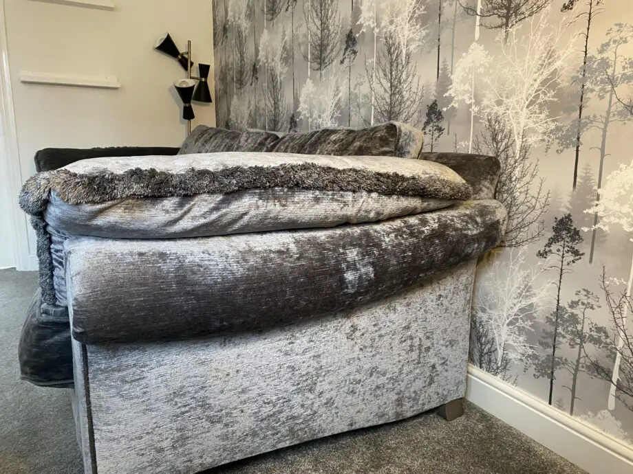 Duresta grey sofa and snuggle chair
