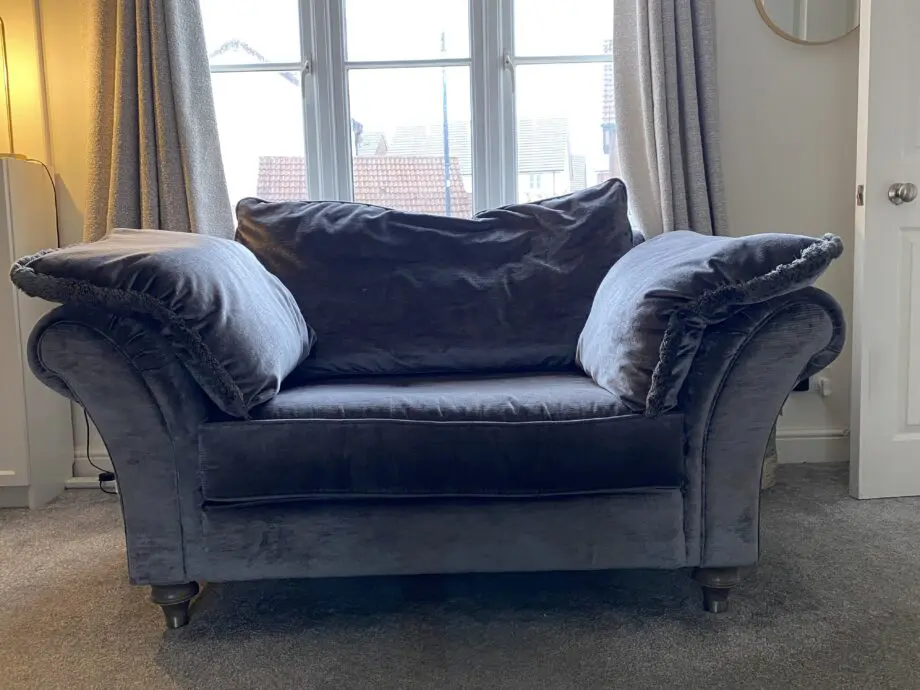 Duresta grey sofa and snuggle chair