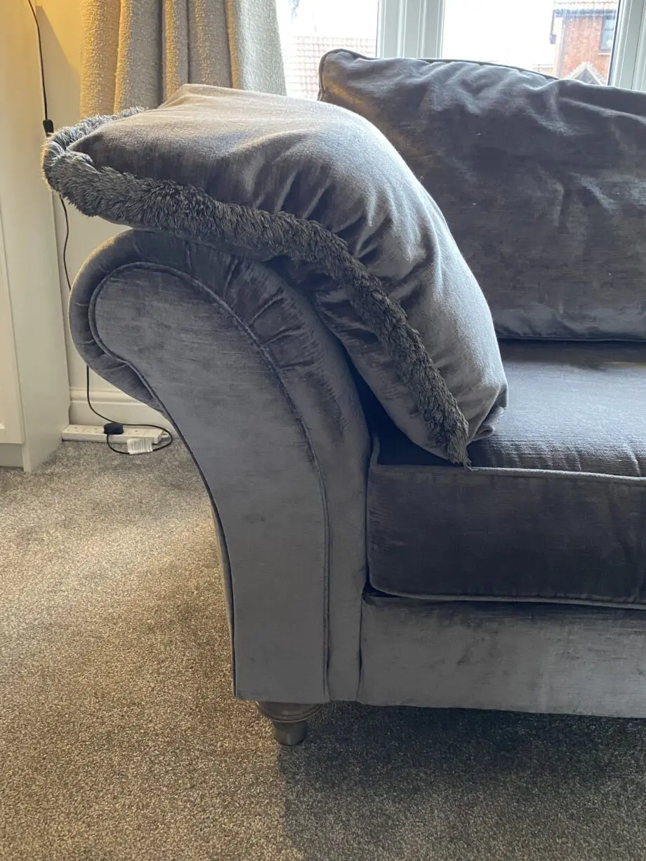 Duresta grey sofa and snuggle chair