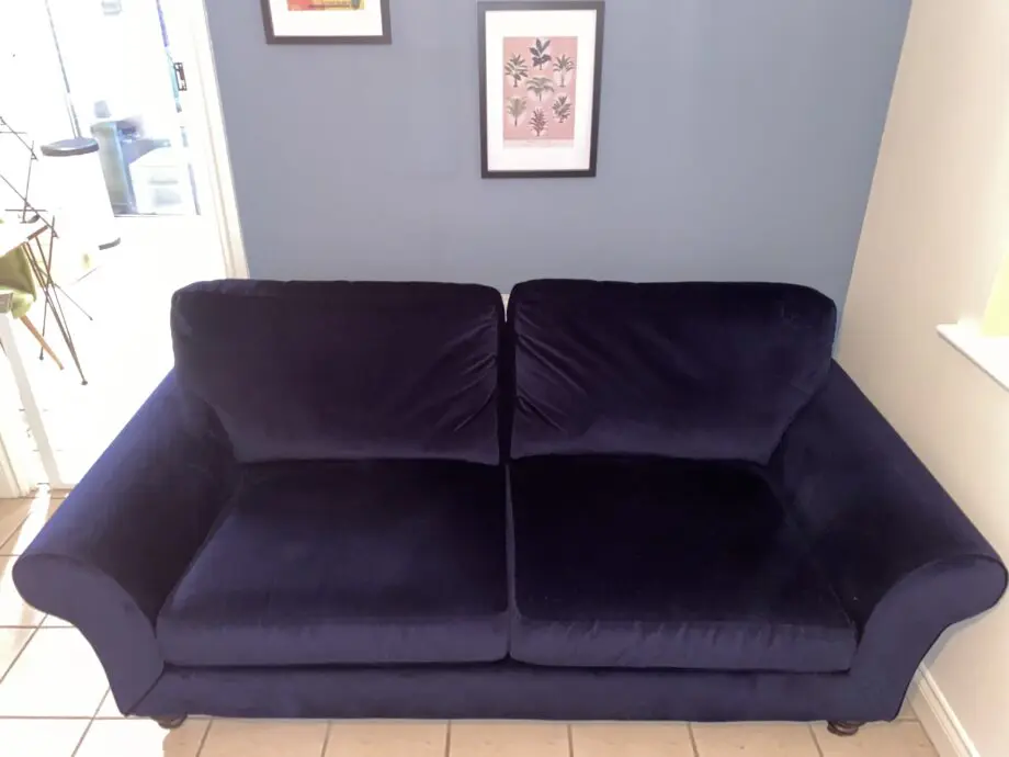 DFS Evelyn navy velvet sofa