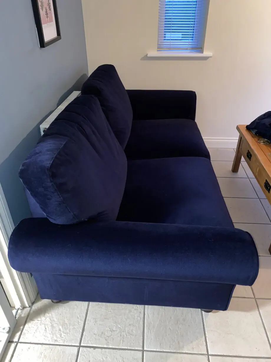 DFS Evelyn navy velvet sofa
