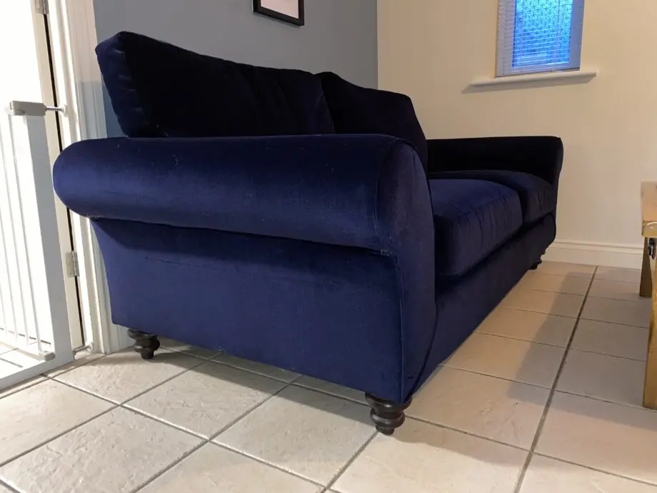 DFS Evelyn navy velvet sofa