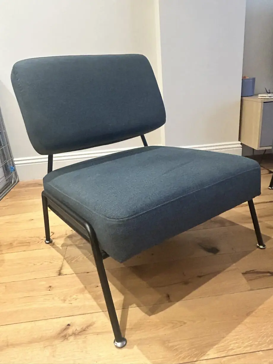 Dark Blue Chair and Foot Stool