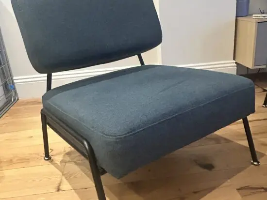 Dark Blue Chair and Foot Stool