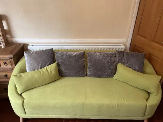 Bespoke green sofa