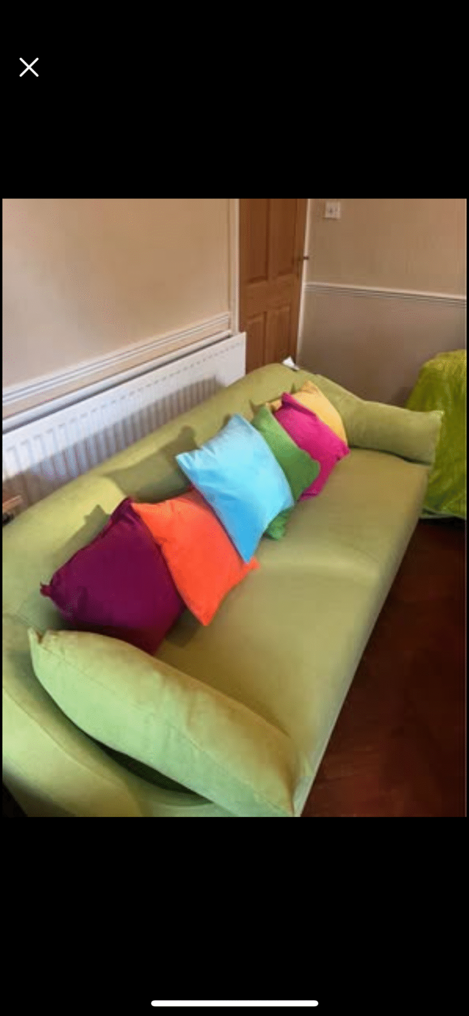 Bespoke green sofa