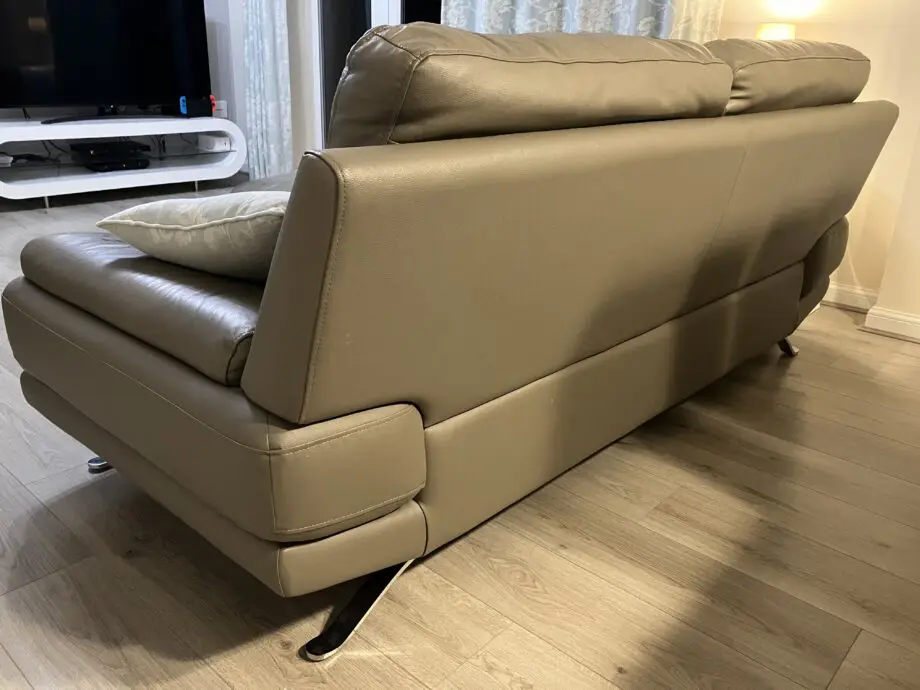 Harvey’s Grey Leather 3 & 2 Seater Sofa and Footstall
