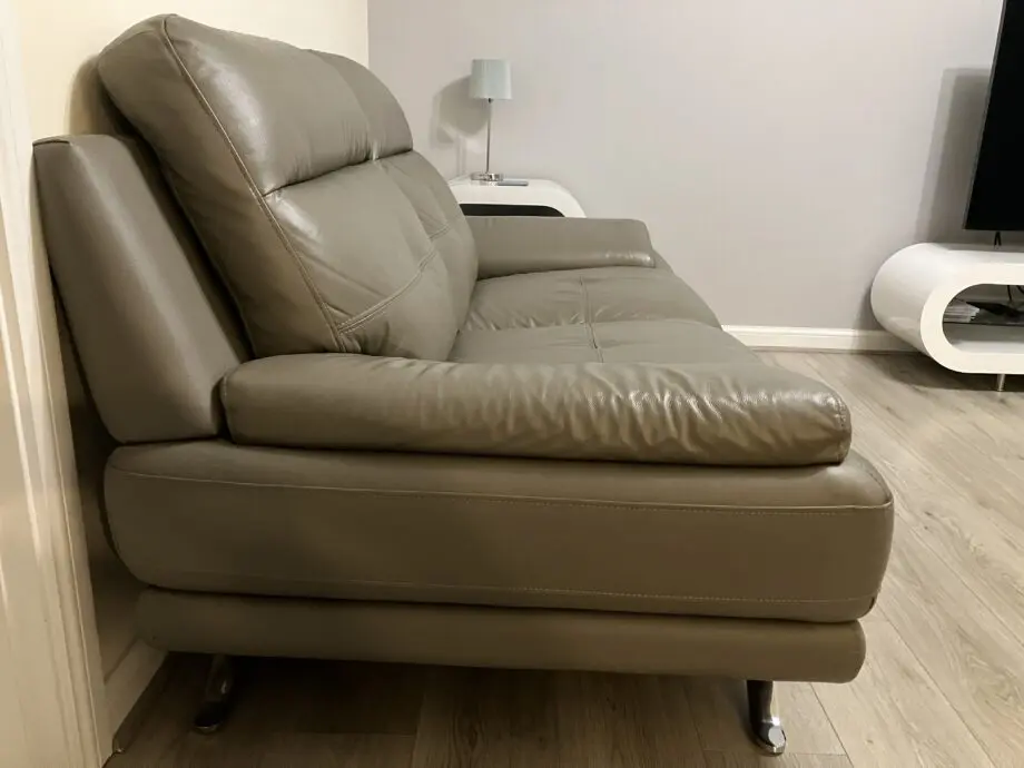 Harvey’s Grey Leather 3 & 2 Seater Sofa and Footstall
