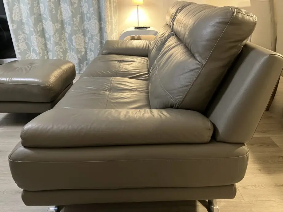 Harvey’s Grey Leather 3 & 2 Seater Sofa and Footstall