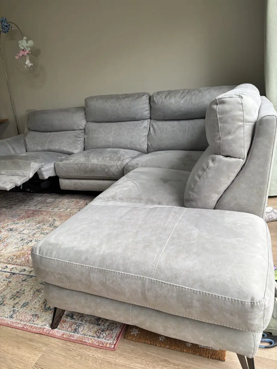Sofology Grey silver corner sofa suede like