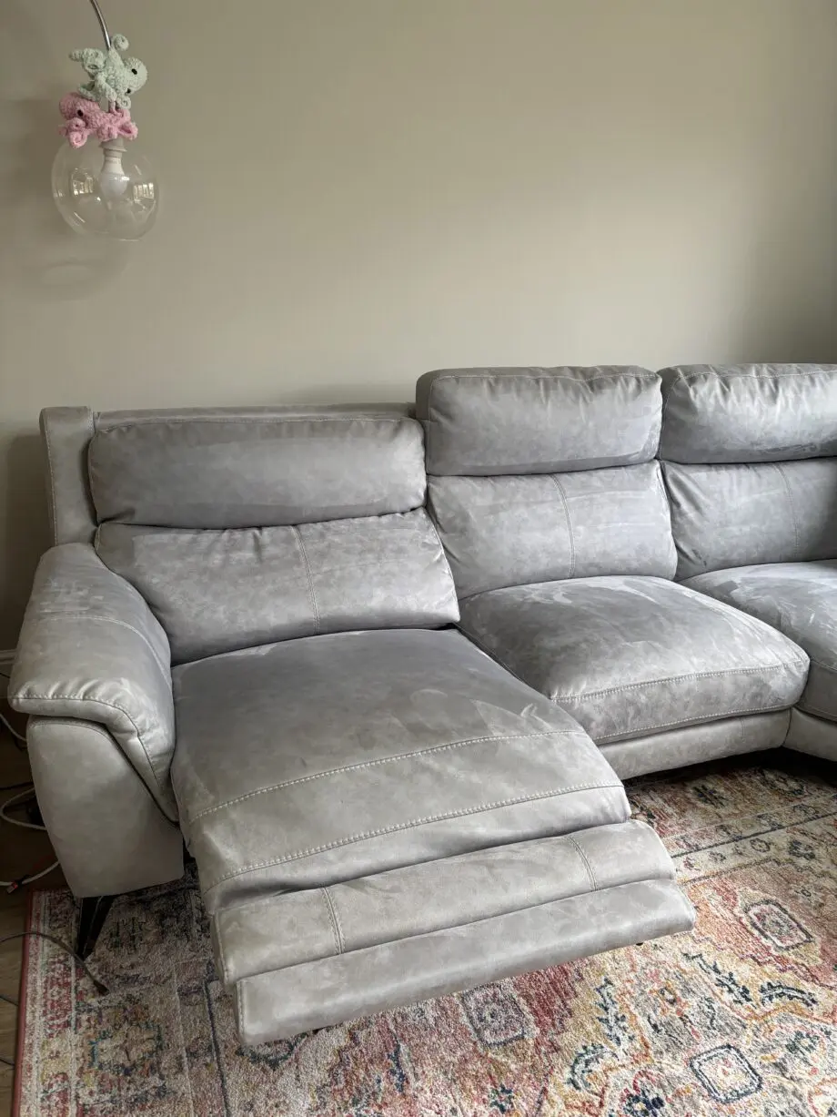 Sofology Grey silver corner sofa suede like