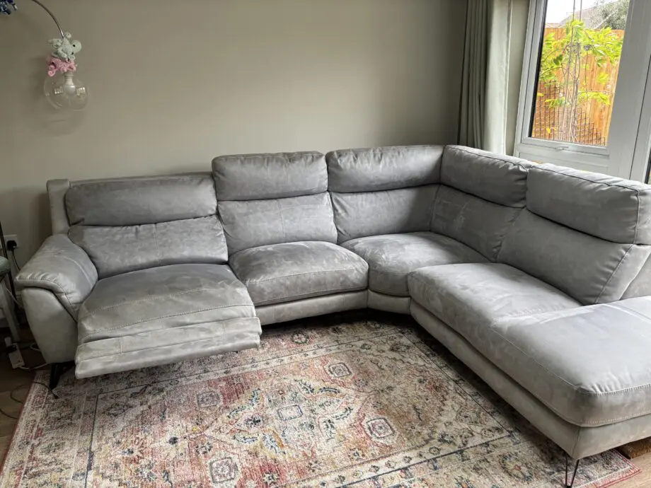 Sofology Grey silver corner sofa suede like