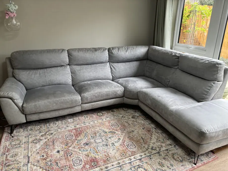 Sofology Grey silver corner sofa suede like
