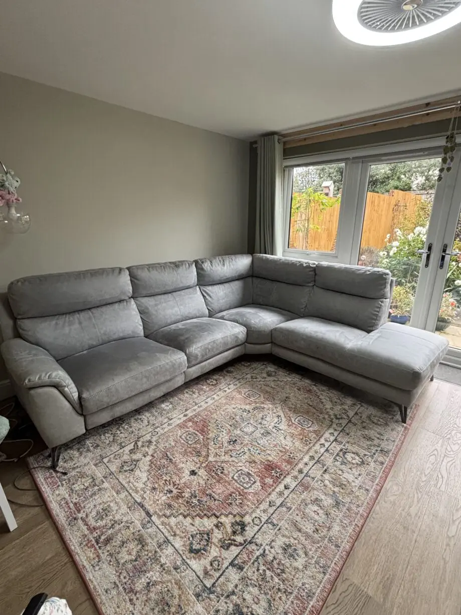 Sofology Grey silver corner sofa suede like