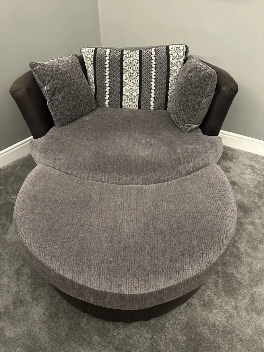 DFS charcoal swivel chair & stool