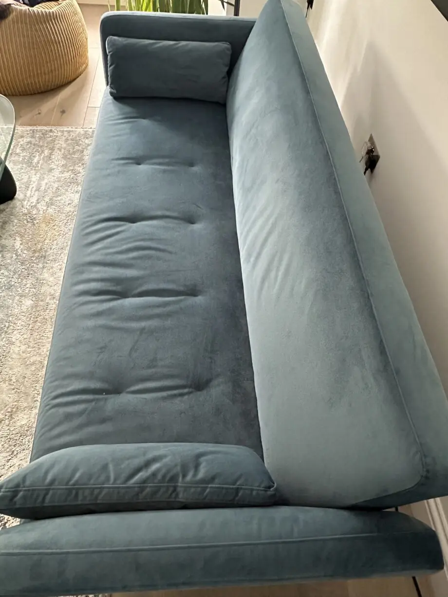 MADE Harlow click clack sofa bed steel blue velvet