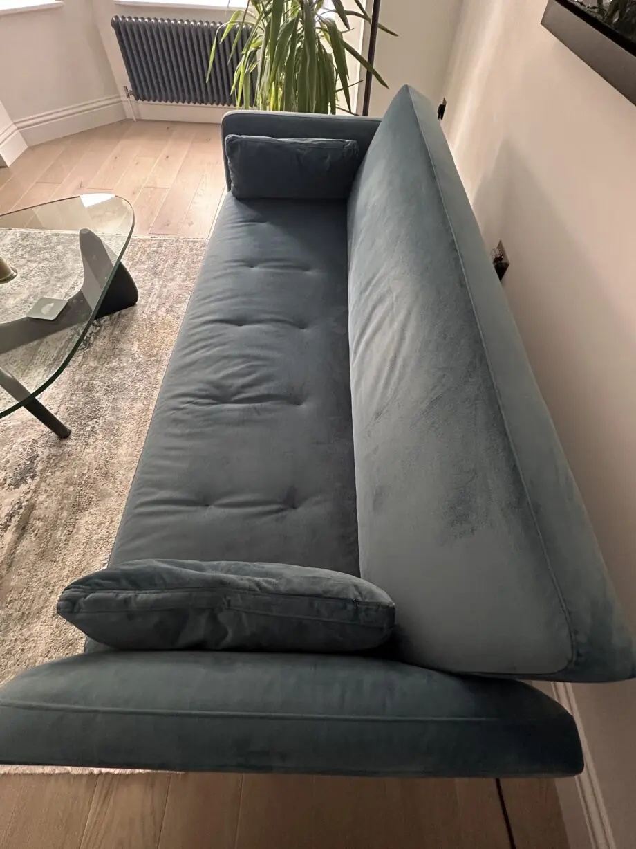 MADE Harlow click clack sofa bed steel blue velvet