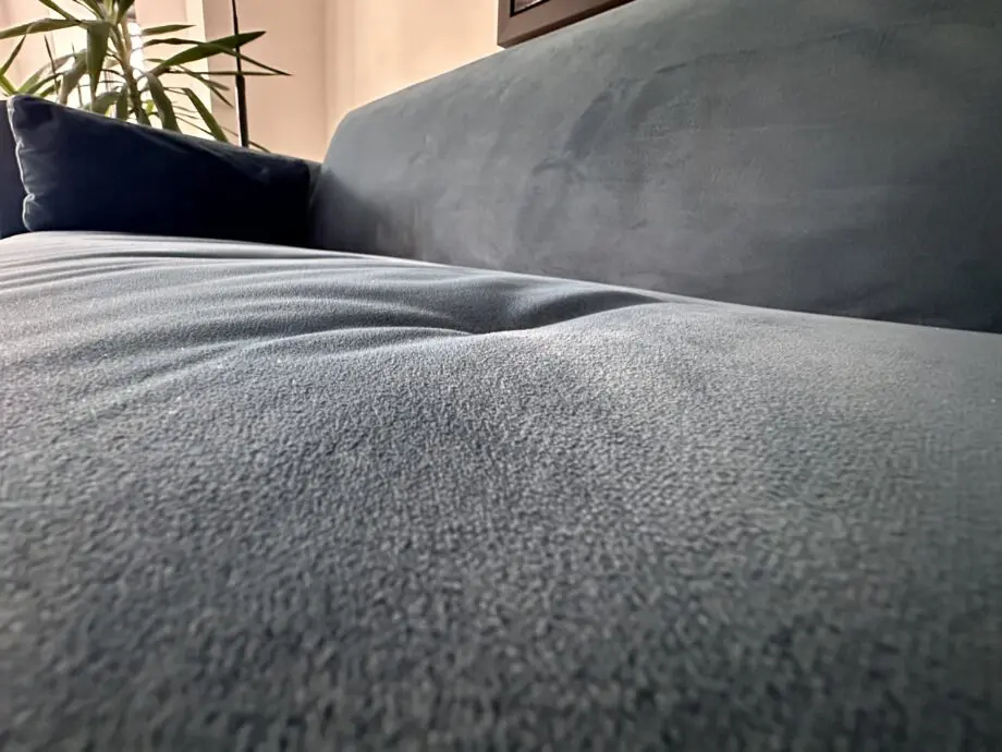 MADE Harlow click clack sofa bed steel blue velvet