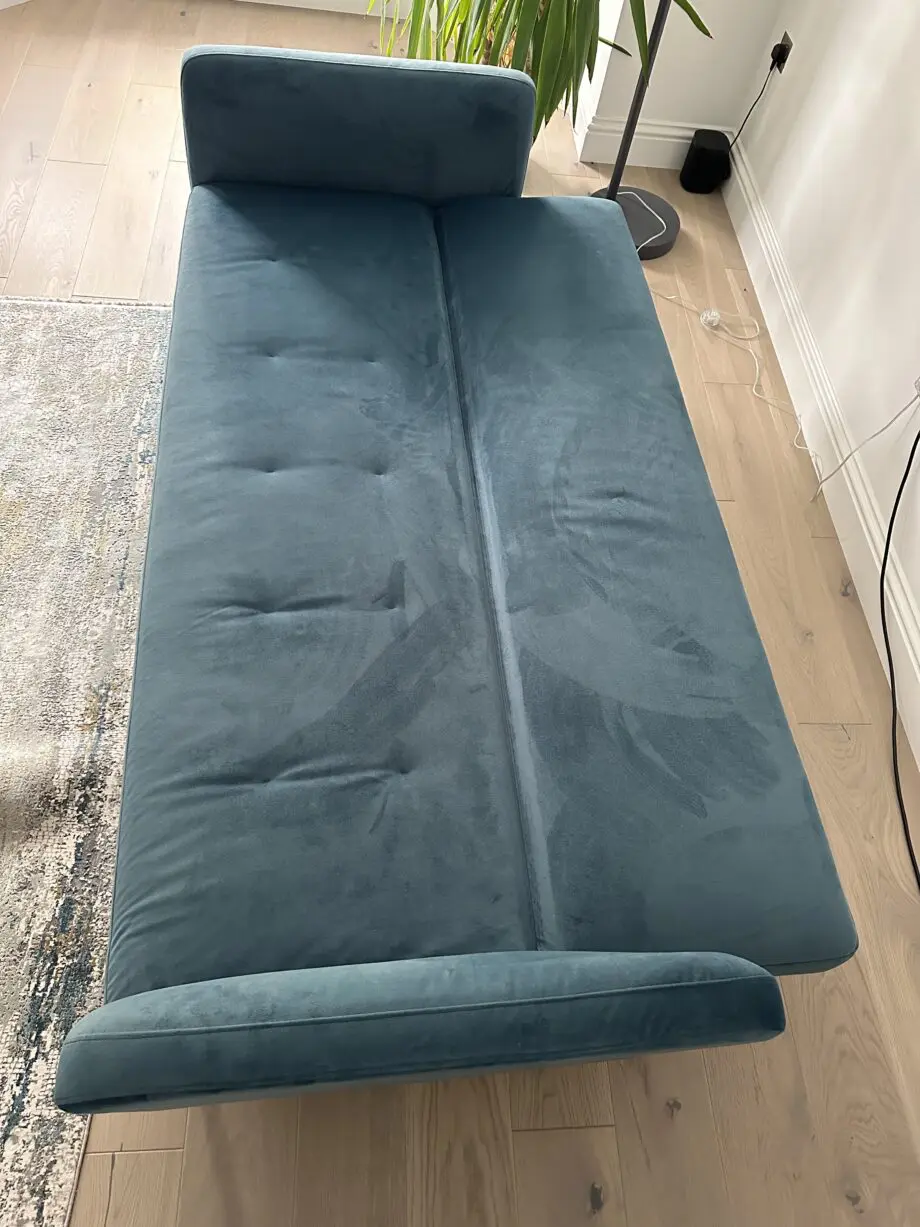 MADE Harlow click clack sofa bed steel blue velvet