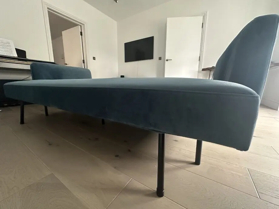 MADE Harlow click clack sofa bed steel blue velvet