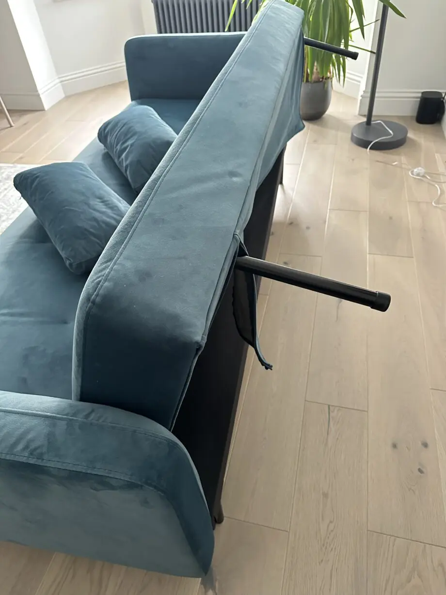 MADE Harlow click clack sofa bed steel blue velvet