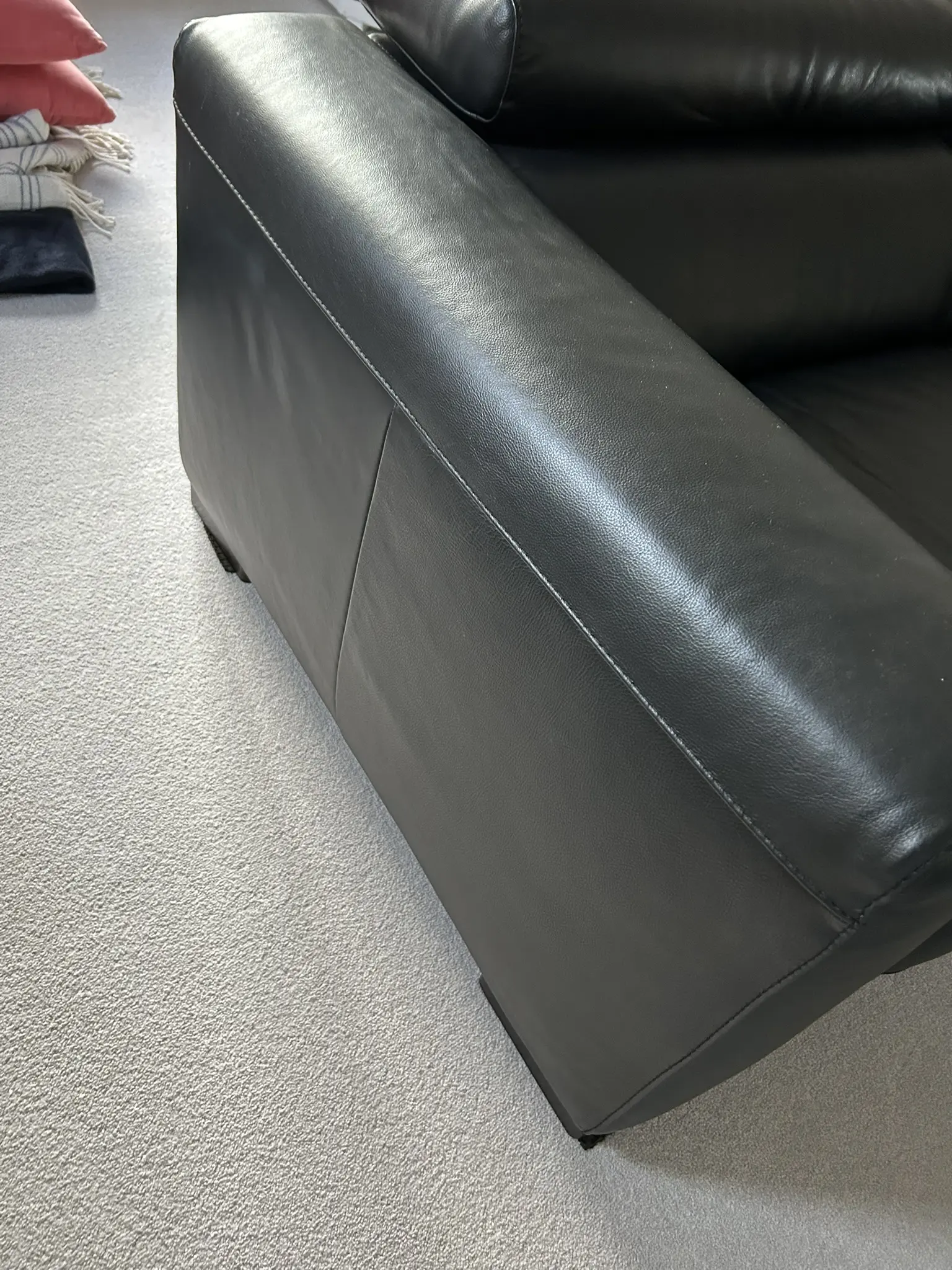 2 Genuine Natuzzi Black Leather Sofas – Excellent Condition
