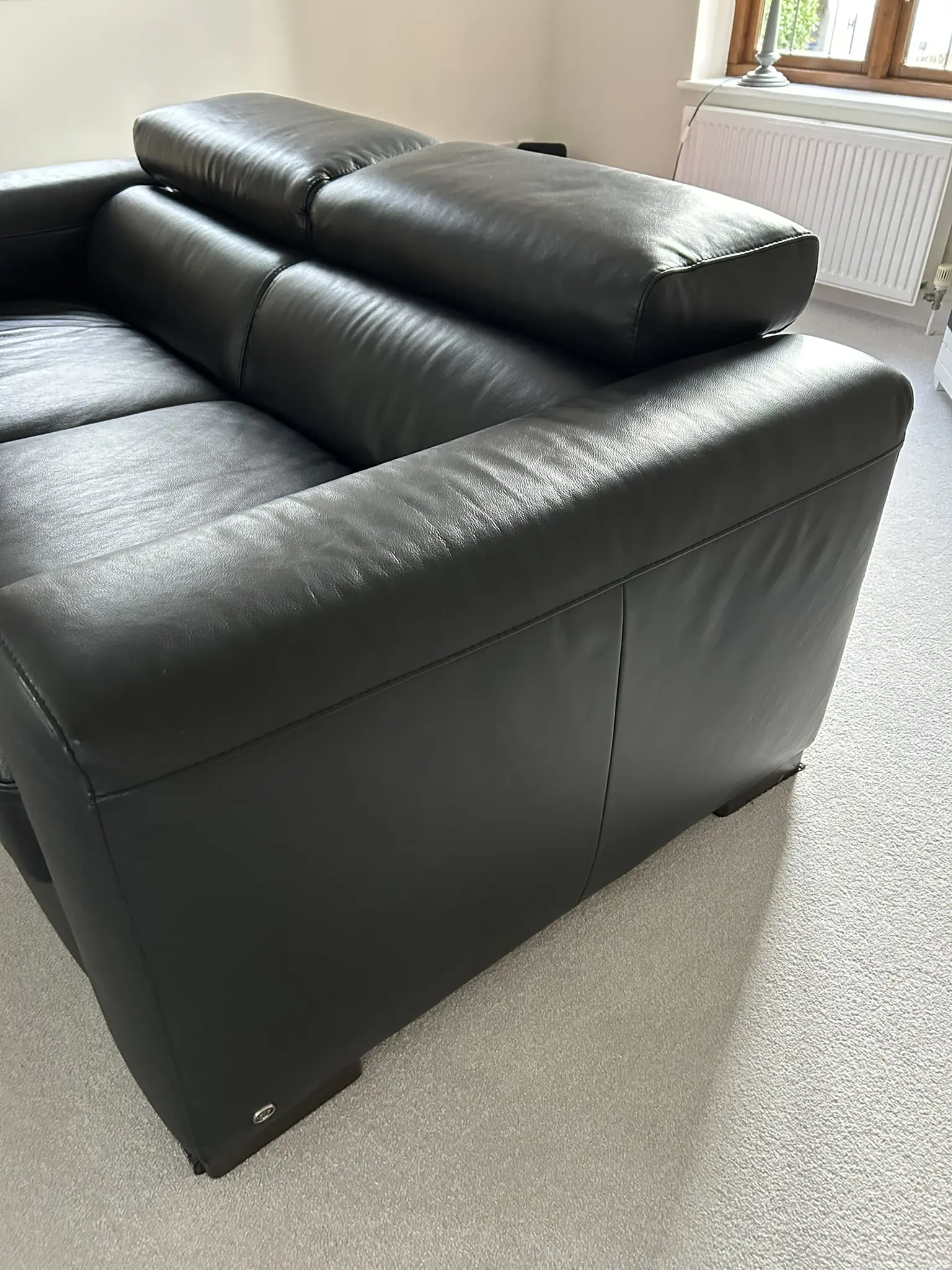 2 Genuine Natuzzi Black Leather Sofas – Excellent Condition