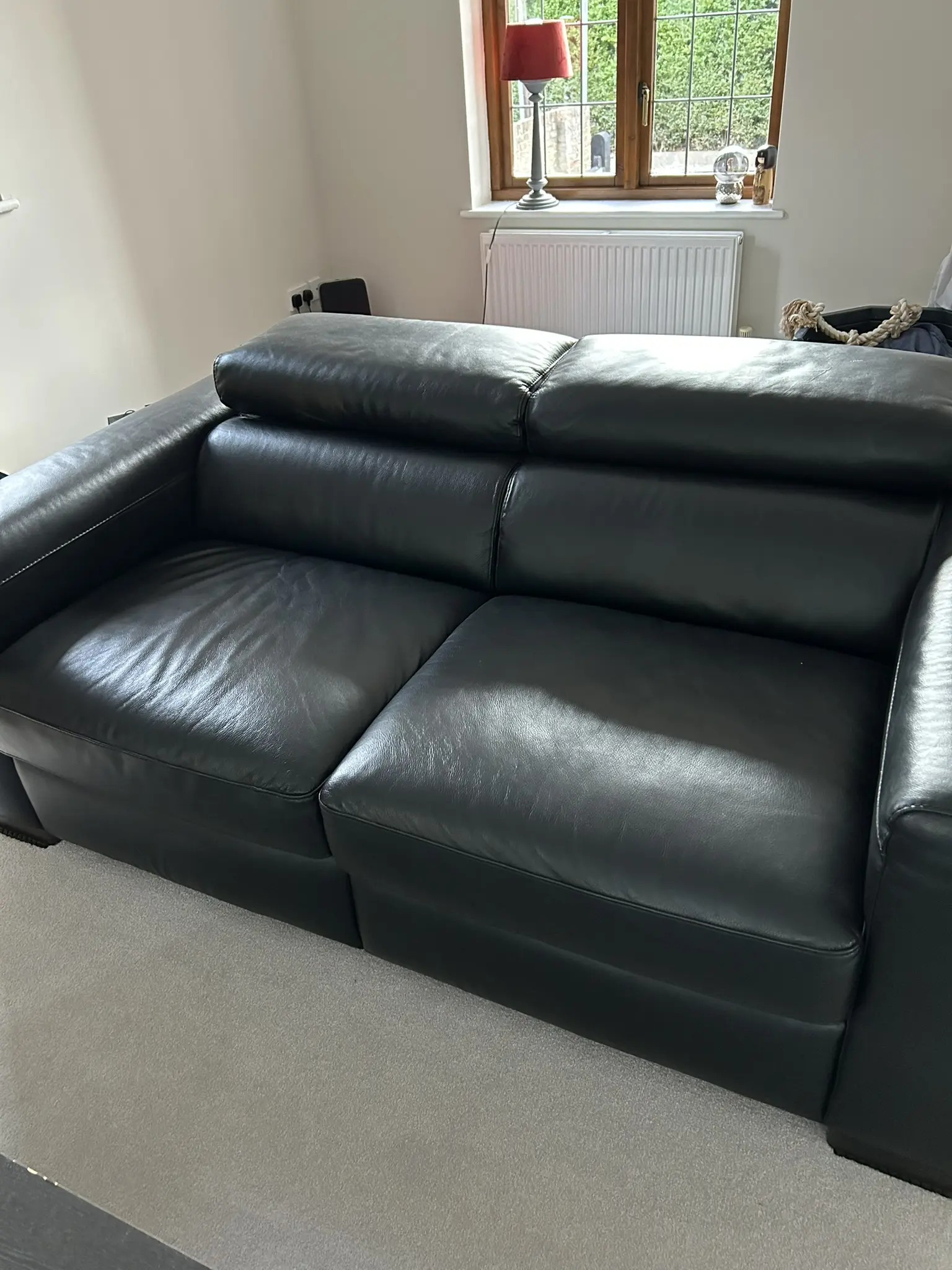 2 Genuine Natuzzi Black Leather Sofas – Excellent Condition