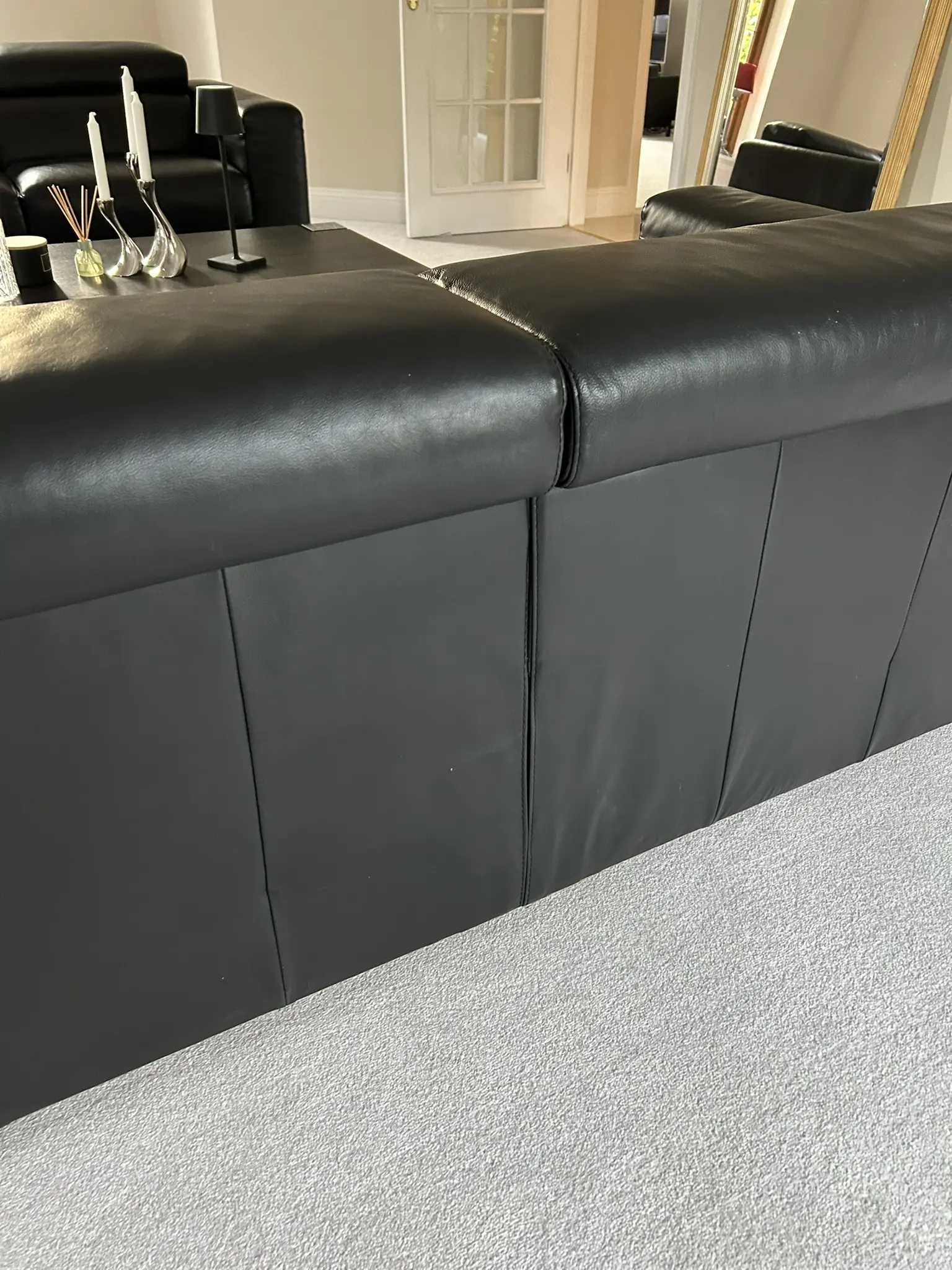 2 Genuine Natuzzi Black Leather Sofas – Excellent Condition