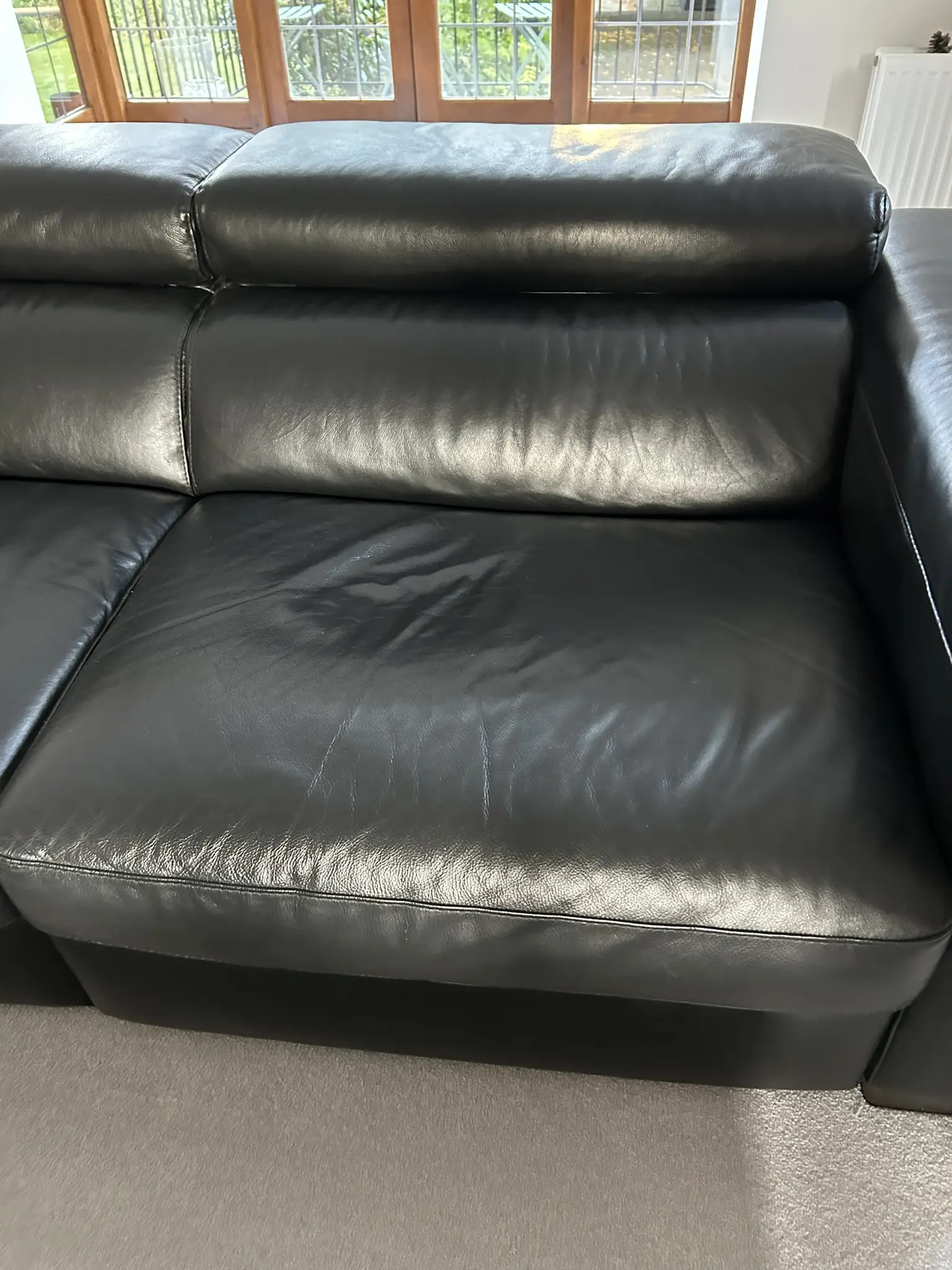 2 Genuine Natuzzi Black Leather Sofas – Excellent Condition