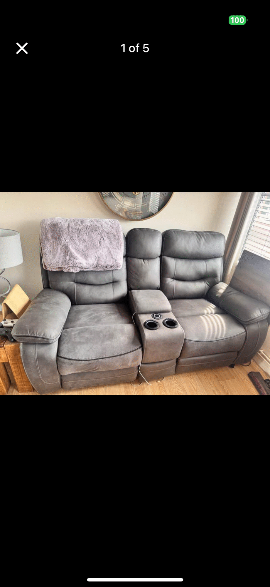 DFS Graphite Vinson Smart Sofa, 2 Seater, Recliner, Excellent condition.