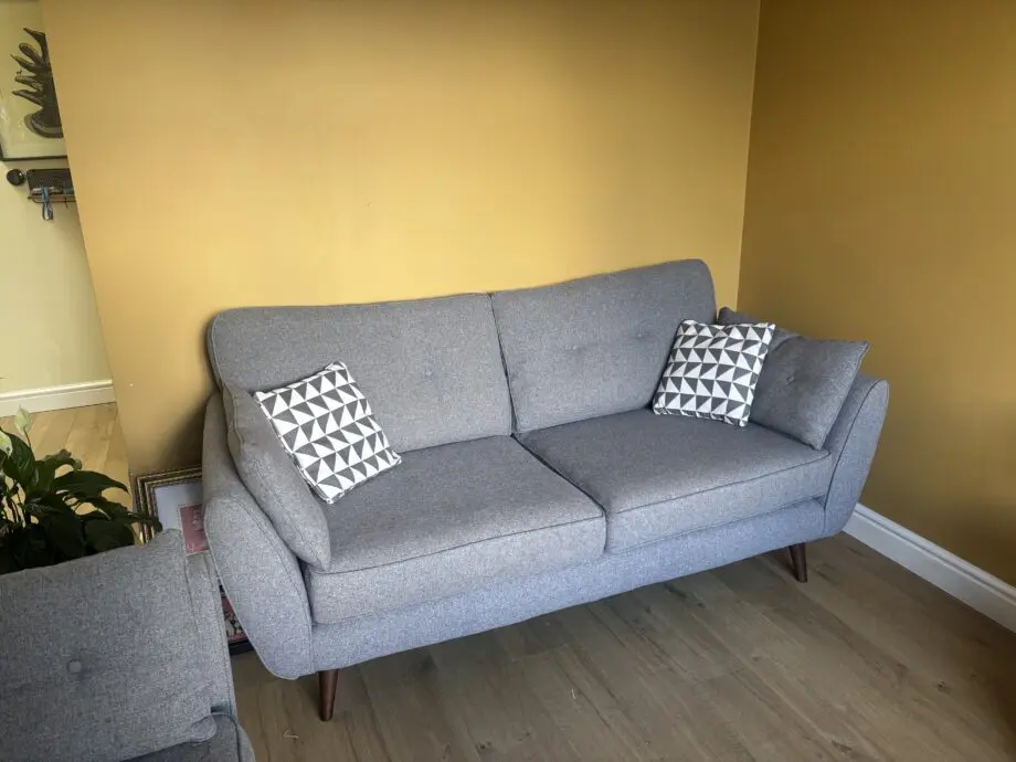 DFS French connection charcoal 3 seaters and cuddle seat
