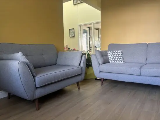 DFS French connection charcoal 3 seaters and cuddle seat